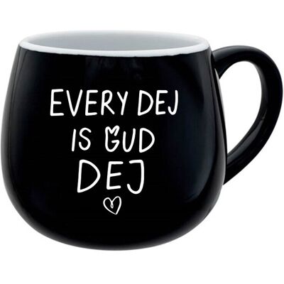 Giftela EVERY DEJ IS GUD DEJ - čierny keramický hrnček 300 ml Giftela EVERY DEJ IS GUD DEJ - čierny keramický hrnček 300 ml