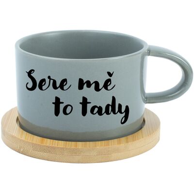 Giftela SERE ME THIS WAY - sivý hrnček s makrónkou 200 ml Giftela SERE ME THIS WAY - sivý hrnček s makrónkou 200 ml