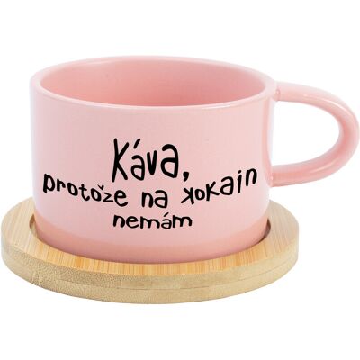Giftela KÁVA, KEĎŽE NEMÁM KOKAÍN - ružový hrnček s makrónkou 200 ml Giftela KÁVA, KEĎŽE NEMÁM KOKAÍN - ružový hrnček s makrónkou 200 ml