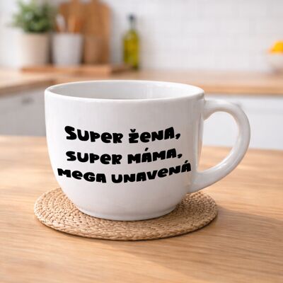 Giftela SUPER ŽENA, SUPER MAMA, MEGA UTRPENÁ - MEGA XXL keramický hrnček 1000 ml Giftela SUPER ŽENA, SUPER MAMA, MEGA UTRPENÁ - MEGA XXL keramický hrnček 1000 ml
