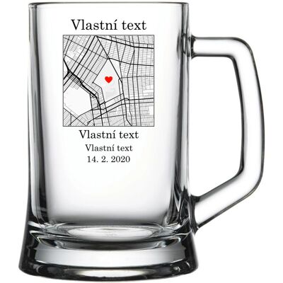 Giftela Personalizovaný pohár na pivo s mapou Giftela Personalizovaný pohár na pivo s mapou
