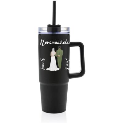 Giftela Personalizovaná termoska s priehľadným viečkom so svadobným párom Giftela Personalizovaná termoska s priehľadným viečkom so svadobným párom