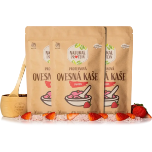 Natural Protein Proteínová ovsená kaša Jahoda 3 kusy Natural Protein Proteínová ovsená kaša Jahoda 3 kusy