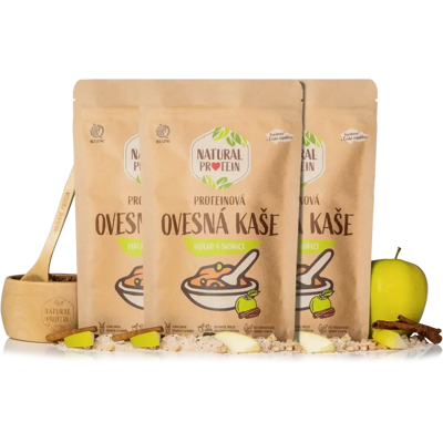 Natural Protein Proteínová ovsená kaša Jablko a škorica 3 kusy Natural Protein Proteínová ovsená kaša Jablko a škorica 3 kusy