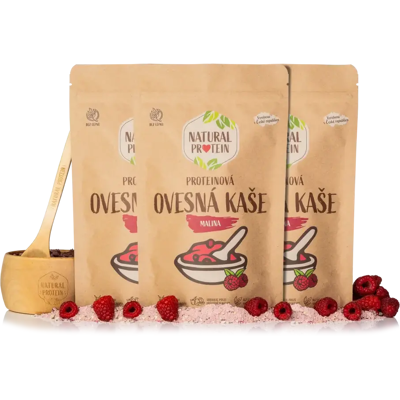 Natural Protein Proteínová ovsená kaša Malina 3 kusy Natural Protein Proteínová ovsená kaša Malina 3 kusy