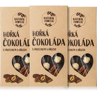 Natural Protein Horká čokoláda s proteínom a orechmi (100g) 3 kusy Natural Protein Horká čokoláda s proteínom a orechmi (100g) 3 kusy