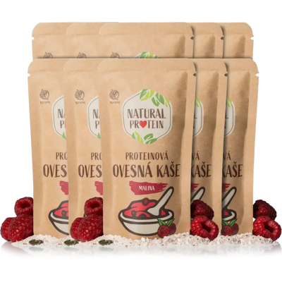 Natural Protein Proteínová ovsená kaša Malina (60 g) 10 kusov Natural Protein Proteínová ovsená kaša Malina (60 g) 10 kusov