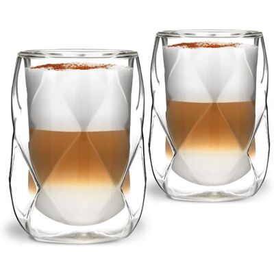 Vialli Design GEO dvojstenné sklenené termo poháre na kávu a čaj 350 ml, 2 ks Vialli Design GEO dvojstenné sklenené termo poháre na kávu a čaj 350 ml, 2 ks