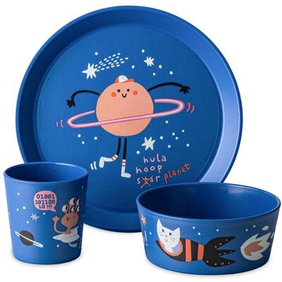 Koziol detská jedálenská sada (tanier, miska, hrnček) Connect Space organic, modrá Koziol detská jedálenská sada (tanier, miska, hrnček) Connect Space organic, modrá