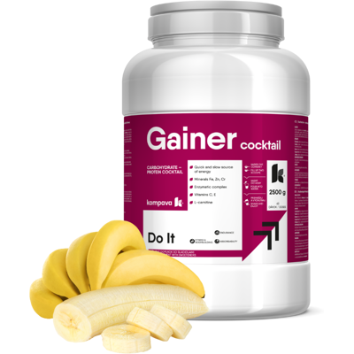 Kompava Gainer Koktail 2500 g/63 dávok, banán Kompava Gainer Koktail 2500 g/63 dávok, banán
