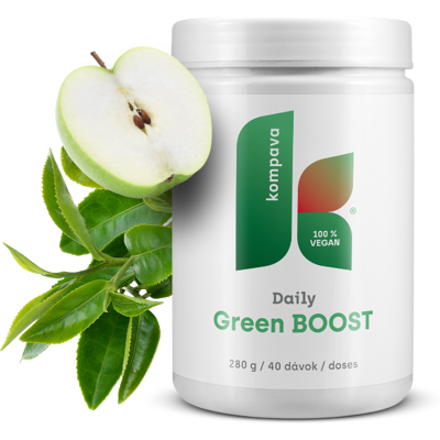 Kompava Daily Green BOOST 280 g/40 dávok, zelený čaj s jablkom Kompava Daily Green BOOST 280 g/40 dávok, zelený čaj s jablkom