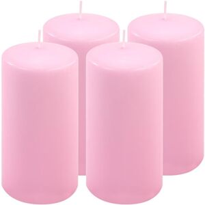 Nexos Sada stĺpových sviečok, 15 cm, Ø 7,5 cm, ružová, 4 ks Nexos Sada stĺpových sviečok, 15 cm, Ø 7,5 cm, ružová, 4 ks