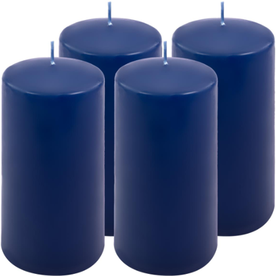 Sada stĺpových sviečok, 15 cm, Ø 7,5 cm, modrá, 4 ks Sada stĺpových sviečok, 15 cm, Ø 7,5 cm, modrá, 4 ks