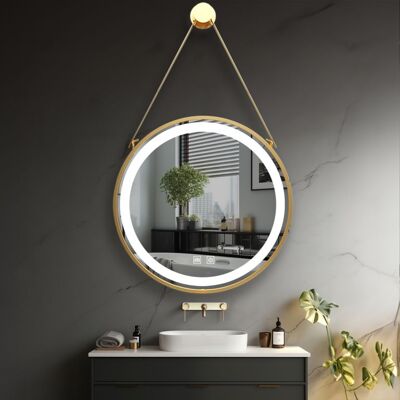 IREDA Kúpeľňové LED zrkadlo s osvetlením, zlatý rám, 60 cm IREDA Kúpeľňové LED zrkadlo s osvetlením, zlatý rám, 60 cm