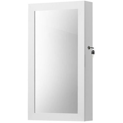 Songmics Šperkovnica na stenu so zrkadlom a zámkom, biela, 67 cm Songmics Šperkovnica na stenu so zrkadlom a zámkom, biela, 67 cm