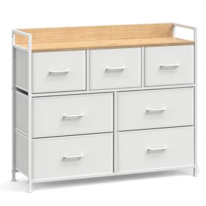 Songmics Komoda so 7 zásuvkami, biela/drevený efekt, 98 x 28,5 x 85 Songmics Komoda so 7 zásuvkami, biela/drevený efekt, 98 x 28,5 x 85