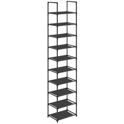 SONGMICS botník 10 políc, čierny, kovový rám, 33x33x173 cm SONGMICS botník 10 políc, čierny, kovový rám, 33x33x173 cm