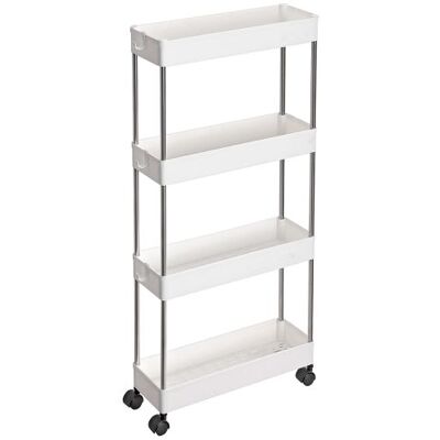 Songmics Úzky pojazdný úložný vozík 4 poschodia – biely, 40×13×86 cm Songmics Úzky pojazdný úložný vozík 4 poschodia – biely, 40×13×86 cm