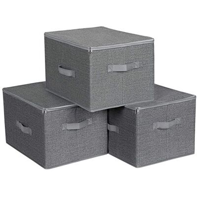 Songmics Úložné boxy s viečkami, 3 ks, sivé, 40x30x25 cm Songmics Úložné boxy s viečkami, 3 ks, sivé, 40x30x25 cm
