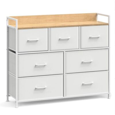 Songmics Komoda so 7 zásuvkami, biela/drevený efekt, 98 x 28,5 x 85 Songmics Komoda so 7 zásuvkami, biela/drevený efekt, 98 x 28,5 x 85