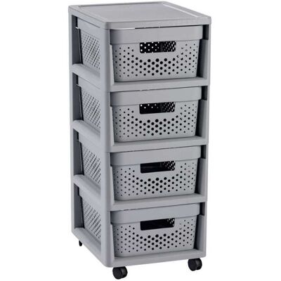 CURVER Regál so šuplíkmi 4 x 11 L INFINITY DOTS - sivý CURVER Regál so šuplíkmi 4 x 11 L INFINITY DOTS - sivý