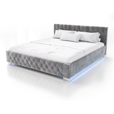 Juskys Čalúnená posteľ s LED osvetlením 180x200 cm, úložný priestor Juskys Čalúnená posteľ s LED osvetlením 180x200 cm, úložný priestor