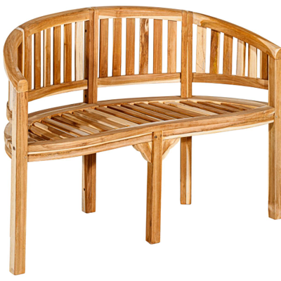 Divero Teaková lavica do záhrady, oblý sedák,120 cm, prírodné drevo Divero Teaková lavica do záhrady, oblý sedák,120 cm, prírodné drevo