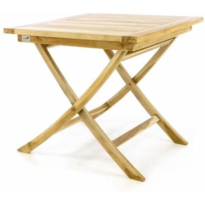 Skladací záhradný stolík DIVERO - teakové drevo neošetrené - 80 cm Skladací záhradný stolík DIVERO - teakové drevo neošetrené - 80 cm