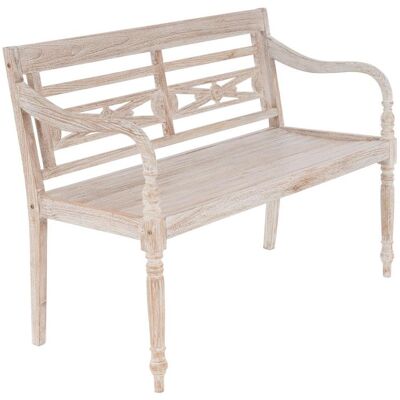 DIVERO 2-miestna lavica - 119 cm, teak, biela shabby DIVERO 2-miestna lavica - 119 cm, teak, biela shabby