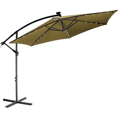 STILISTA záhradný slnečník s kľučkou 3 m, khaki + LED STILISTA záhradný slnečník s kľučkou 3 m, khaki + LED