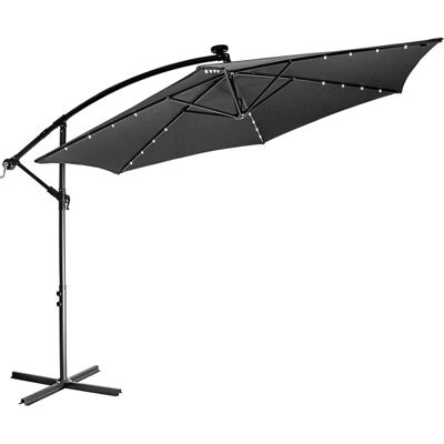 STILISTA záhradný slnečník s kľučkou 3 m, antracit + LED STILISTA záhradný slnečník s kľučkou 3 m, antracit + LED