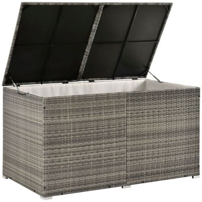 Juskys Úložný box z polyratanu 950 l, sivý, s vnútornou plachtou Juskys Úložný box z polyratanu 950 l, sivý, s vnútornou plachtou