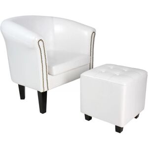 MIADOMODO kreslo Chesterfield s taburetom - biela MIADOMODO kreslo Chesterfield s taburetom - biela
