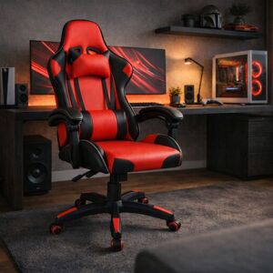 FD Ergonomická kancelárska stolička s vankúšikmi, čierno-červen FD Ergonomická kancelárska stolička s vankúšikmi, čierno-červen