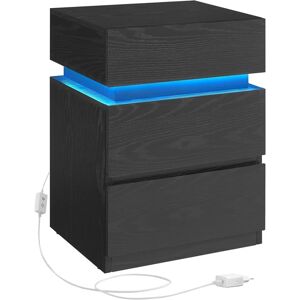 Vasagle Nočný stolík s LED osvetlením, 3 zásuvkami, čierny Vasagle Nočný stolík s LED osvetlením, 3 zásuvkami, čierny