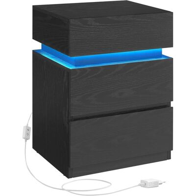 Vasagle Nočný stolík s LED osvetlením, 3 zásuvkami, čierny Vasagle Nočný stolík s LED osvetlením, 3 zásuvkami, čierny
