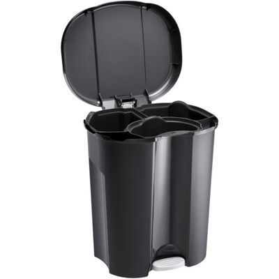 Rotho TRIO Odpadkový kôš, 2 x 15 l + 1 x 10 l, plast, čierny/sivý Rotho TRIO Odpadkový kôš, 2 x 15 l + 1 x 10 l, plast, čierny/sivý