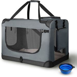 Juskys Skladací prepravný box pre psov, sivý, s posteľou, veľkosť S Juskys Skladací prepravný box pre psov, sivý, s posteľou, veľkosť S