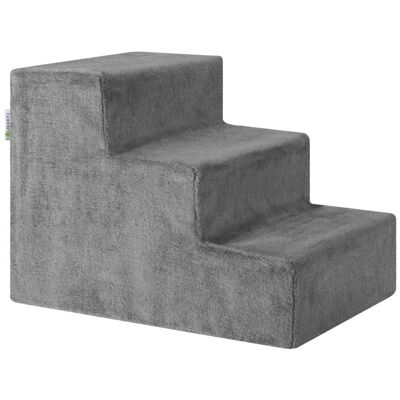 Juskys Sivé schody pre psov a mačky, 3 schody, mäkký plyš Juskys Sivé schody pre psov a mačky, 3 schody, mäkký plyš