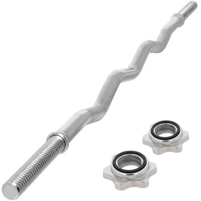 MAXXIVA® MAXXIVA zakrivená obojručná EZ tyč, 130 cm, strieborná MAXXIVA® MAXXIVA zakrivená obojručná EZ tyč, 130 cm, strieborná