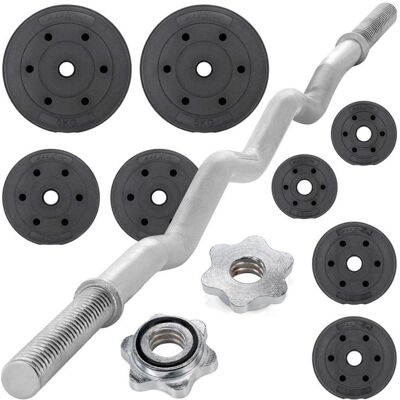 MAXXIVA® MAXXIVA liatinový obojručný set so závažím, 120 cm, 23,5kg MAXXIVA® MAXXIVA liatinový obojručný set so závažím, 120 cm, 23,5kg