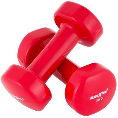 MAXXIVA® MAXXIVA sada vinylových činiek 2 x 3 kg, červená MAXXIVA® MAXXIVA sada vinylových činiek 2 x 3 kg, červená