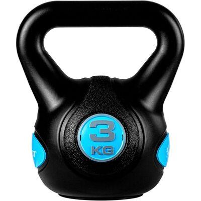 MOVIT Kettlebell činka - 3 kg, čierna/svetlomodrá MOVIT Kettlebell činka - 3 kg, čierna/svetlomodrá