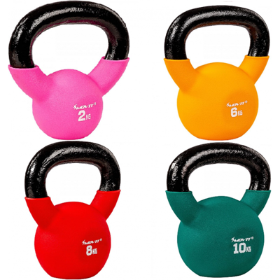MOVIT Sada 4 kettlebell činiek, liatina a vinyl, 26 kg MOVIT Sada 4 kettlebell činiek, liatina a vinyl, 26 kg