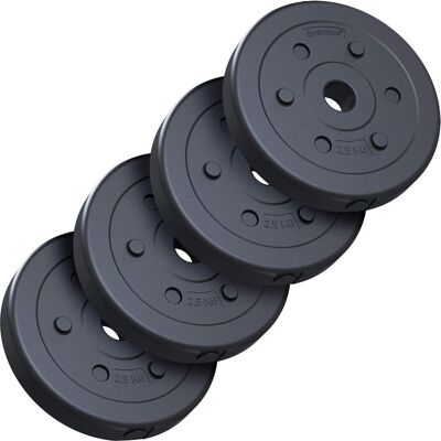 SCSports Sada závaží na činky 10 kg, plast, 4x2,5 kg, 30 mm otvor SCSports Sada závaží na činky 10 kg, plast, 4x2,5 kg, 30 mm otvor