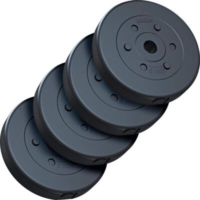 SCSports Súprava 20 kg závažia 4x5 kg plastové, otvor 30/31 mm SCSports Súprava 20 kg závažia 4x5 kg plastové, otvor 30/31 mm