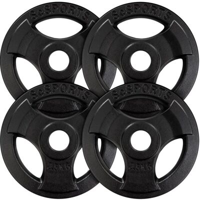 ScSPORTS Sada liatinových kotúčov 4x2,5 kg, priemer 30/31 mm ScSPORTS Sada liatinových kotúčov 4x2,5 kg, priemer 30/31 mm