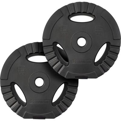 ScSPORTS Kotúče na činku 2x5 kg s úchytmi, plast/cement ScSPORTS Kotúče na činku 2x5 kg s úchytmi, plast/cement