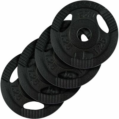 SCSports Liatinové závažie 4x1,25 kg s úchytmi, priemer 31 mm, čierne SCSports Liatinové závažie 4x1,25 kg s úchytmi, priemer 31 mm, čierne