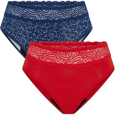 2PACK menštruačné nohavičky Modibodi Sensual Hi-Waist Bikini Moderate Holiday Gifting (MKMSHWBMHG) XS 2PACK menštruačné nohavičky Modibodi Sensual Hi-Waist Bikini Moderate Holiday Gifting (MKMSHWBMHG) XS